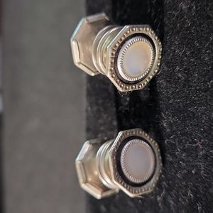 Vintage Snap Link Brand Black Celluloid Mother of Pearl Snap Link Cuffli…